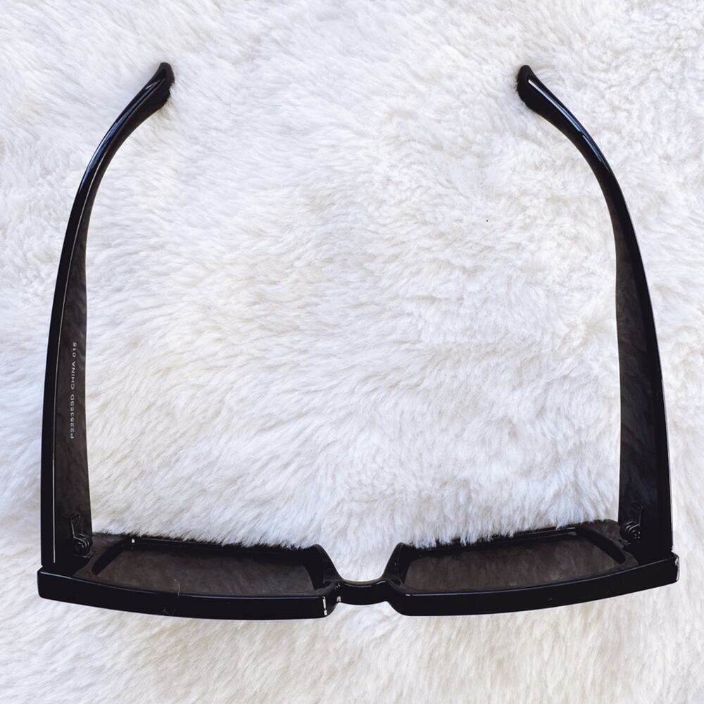 Aaron Black w/ Green Tint Rectangular Sunglasses - Picture 3 of 11